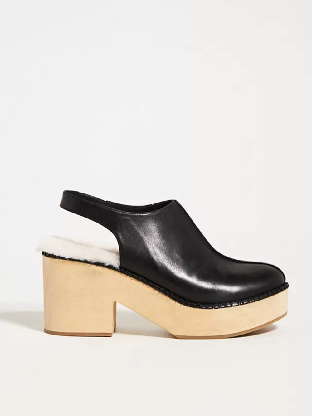 Silent D Anthropologie Fount Black Leather Platform Clogs EU 40 ( US 9)